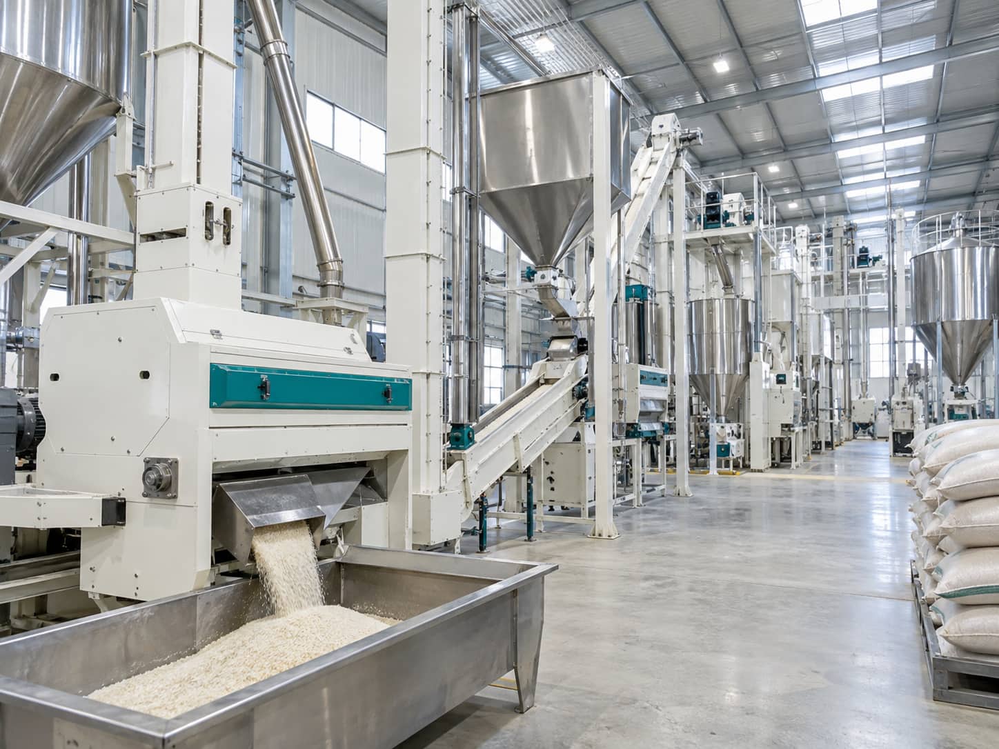 Modern rice milling section