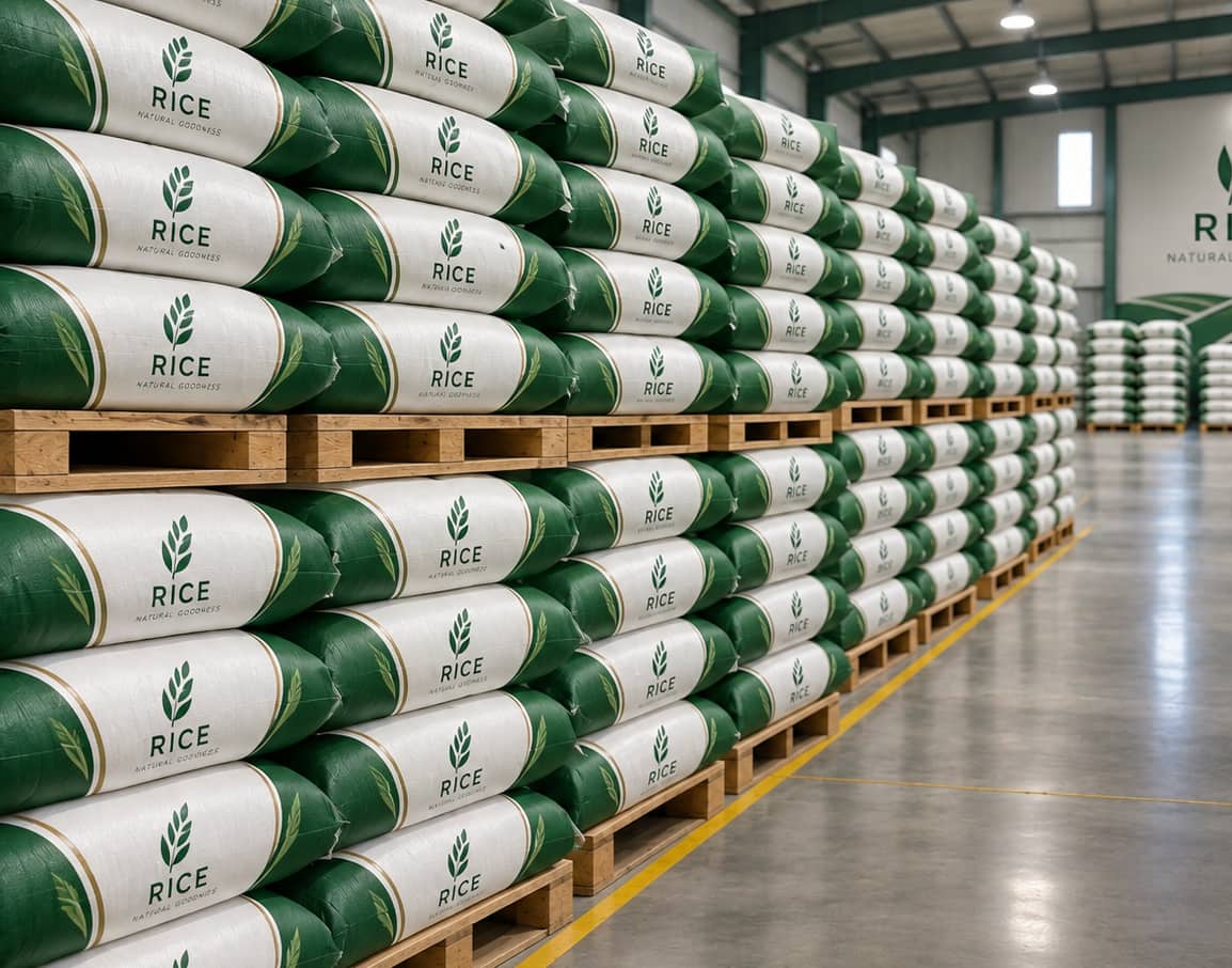 Rice bags prepared for supply
